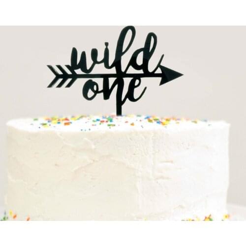 Wild One Birthday Cake Topper ,Birthday Party Where the Wild Things Are Arrow Black Acrylic Cake Topper Decoration,as a Gift