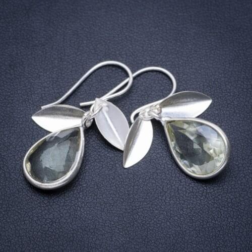 Natural Green Amethyst Handmade Unique 925 Sterling Silver Earrings 1.25" A1407