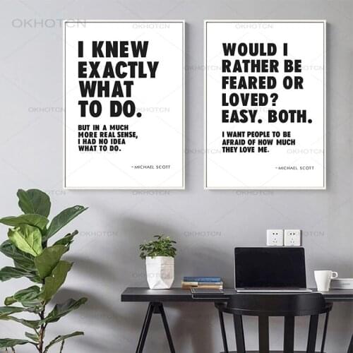 Funny TV Show Quotes Posters and Prints Office Wall Art Decor Michael Scott Office Quote Black White Typography Canvas Painting