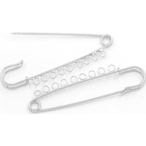 DoreenBeads Safety Pins Brooches dull silver color 7.6cm x 2.1cm(3"x 7/8"),10PCs (B26439)
