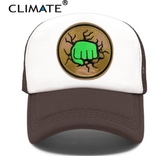 CLIMATE Green Fist Trucker Cap Hat Men Muscle Strong Fist Cap Powerful Super Hero Fitness Bodybuilding Boxing Sport Mesh Cap Hat
