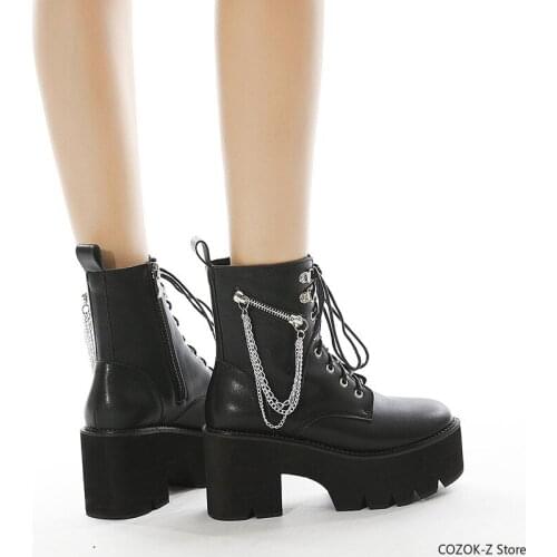 2021 Big sizes 43 Platform High Heels Cosplay Fashionable Autumn Winter Wedges Shoes Ankle Boots Women