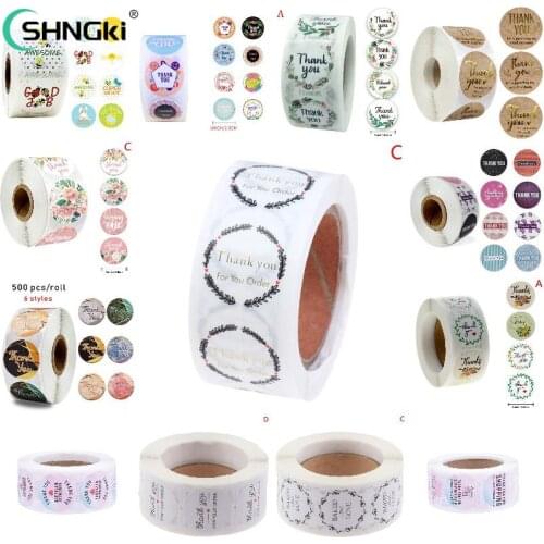 24/500Pcs/roll Pink Thank You Stickers For Supporting My Business Paper Handmade Seal Label Gift Packaging Stationery Sticker