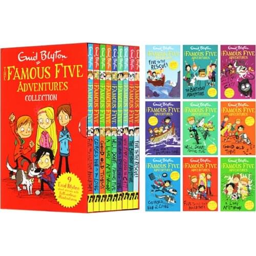 9 Books/Set Enid Blyton The Famous Five Adventures Collection Children English Picture Book Detective Stories