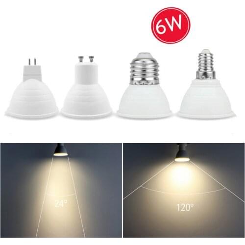 AC 220V LED Bulb E27 E14 MR16 GU10 6W Lamp Spotlight Condenser Diffusion Spot Light For Home Table Energy Saving Indoor Light