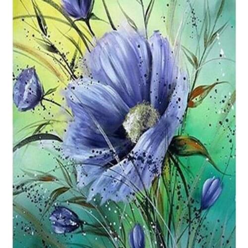 5D DIY Diamond Painting Square/Round Diamond Flower Painting Purple Flower Picture Cross Stitch Furniture Decoration Gift WG2893