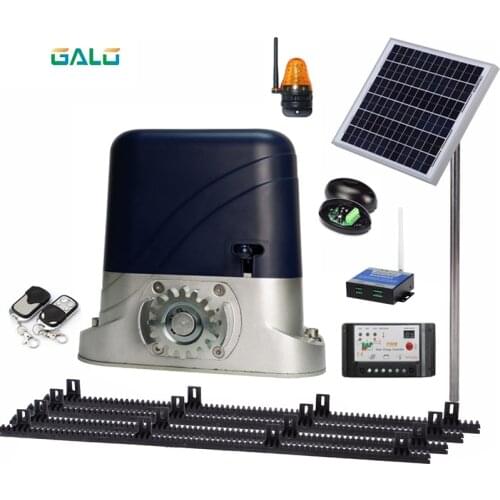 DC SOLAR POWER AUTOMATIC SLIDING DOOR GATE OPENER with 4m Nylon racks 1 flash light 1 pair of photocells