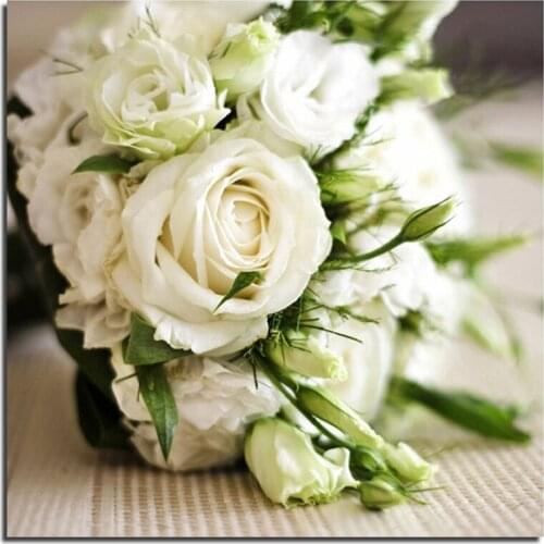 White Rose 50*50cm DIY Diamond Painting Cross Stitch Wall Sticker 3D Diamond Embroidery Square Crystal Pictures Stickers