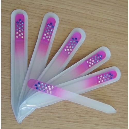 Free shipping 10pcs/lot mix colors Glass Nail Files Durable Crystal File Case 5-1/2"