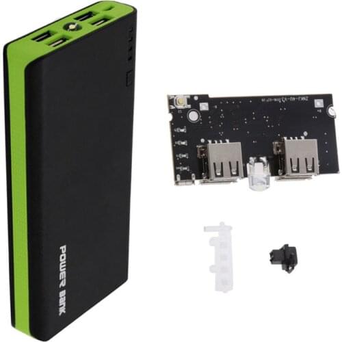 4-USB Port Power Bank Case Kit 6x18650 Battery Charger LED Bulb for Cell Phone