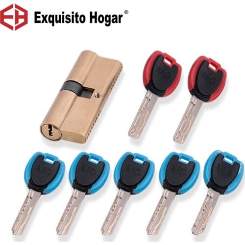 Door Cylinder Biased Lock 65 70 80 90 115mm Cylinder AB Key Anti-Theft Entrance Brass Door Lock Lengthened Core Extended Keys