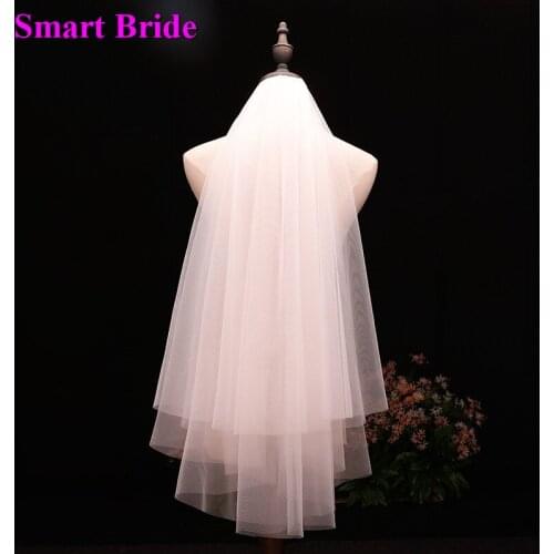 Wedding Bride Veils Elegant Ivory Two Layers Soft Tulle Net Bridal Veils With Comb 1.5m Long for Women Marriage Party VD1