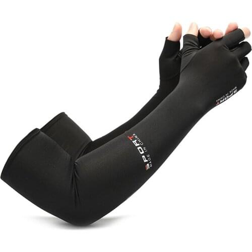 Ice Silk Arm Sleeve Men Summer Lengthen Cycling Cuff Driving Camouflage Anti-Skid Cool Half Finger Sunscreen Gloves Women