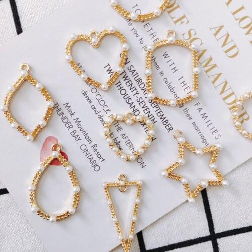 KC Gold Plated Earring Accessories Metal Charms Pendant Eardrop Components Necklace Diy Making Material Jewelry Finding 4pcs