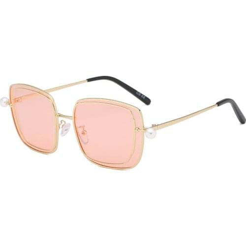 Classic Design Fashion Metal pearl frame ladies sunglasses retro dazzling fashion sunglasses pink sunglasses 50251