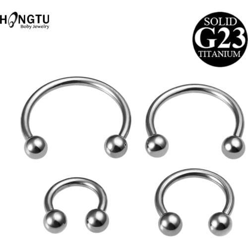 HONGTU 1PC G23 Titanium Horseshoe Septum Piercing Nose Lip Ring Ear Smiley Bar 6-12mm BCR Circular Barbell Body Piercing jewelry