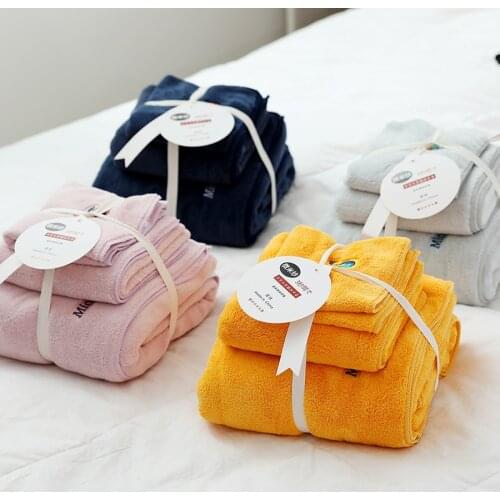 3PCS 100% Cotton Towel Set Soft Luxury Thick Home Hotel Bath Towel Green Blue Bathroom Hand Face Shower Towels For Adults