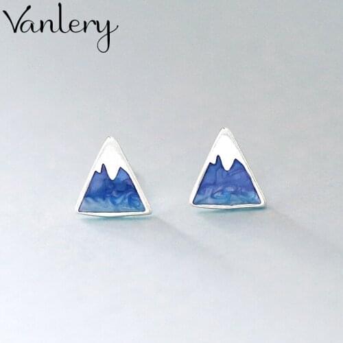 Korean Version of Retro Vintage Blue Triangle Earrings For Women Punk Geometric Earrings 2021 New Trendy Jewelry