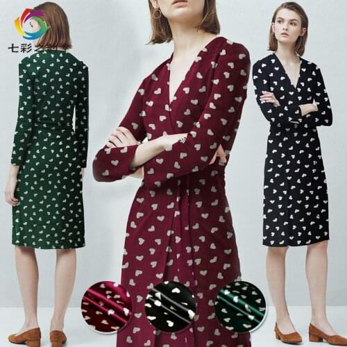 Red Raspberry Free shipping printed silk stretch satin summer blouse dress fabric
