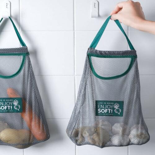 Kitchen Fruits Vegetables Hanging Bag Reusable Grocery Produce Bags Sturdy Mesh Ecology Market String Net Shopping Tote Bag