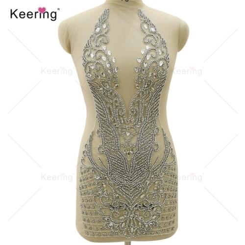 New Arrival Fashion Silver Sew On Rhinestone Bodice Appliqe For Wedding Dress WDP-395