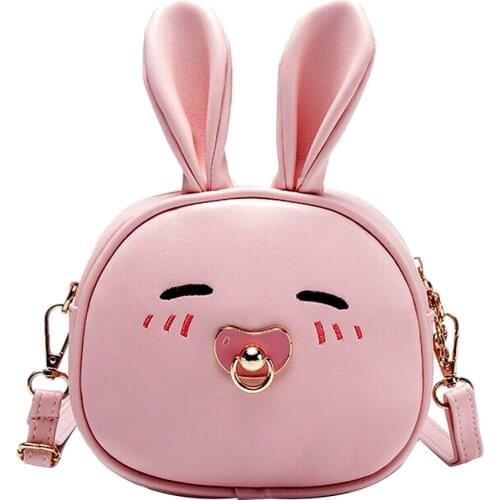 Kid Girl Cute Cartoon Rabbit Backpacks PU Messenger Hand Bags Fashion Kids Girls Bunny Traveling Crossbody Bag Girl Gifts