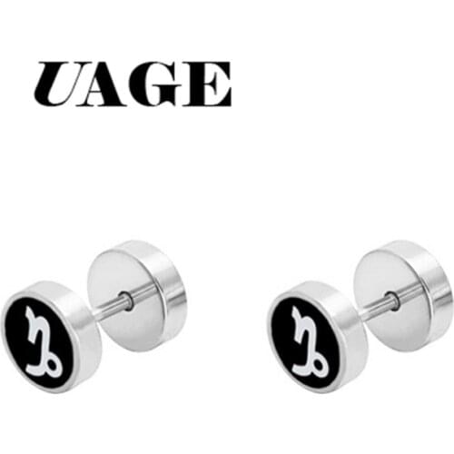 AGE Fashion Capricorn Punk Earrings Female Women Male Silver Color Jewelry Fashion Birthday Gifts Constellations Minimal Earring