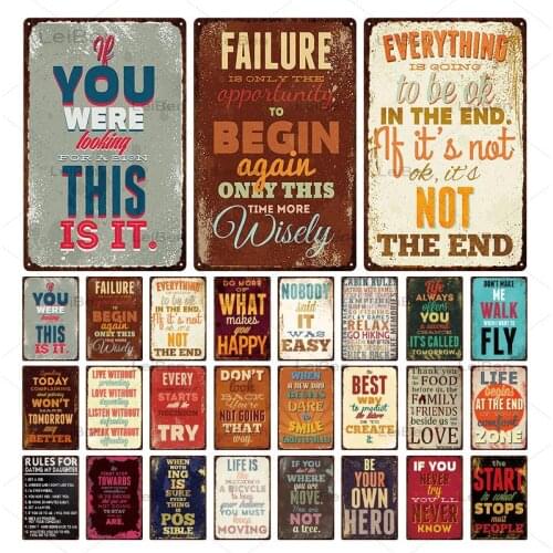 Positive Energy Motivational Phrase Metal Plaque Everything Will Be Alright Vintage Metal Sign Home Decoration Wall Art Poster