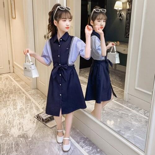Kids Girl Elegant Dress Summer Party Christmas Patchwork Dress Princess Birthday Clothes Children Dress Teenage Costume 4-14Y