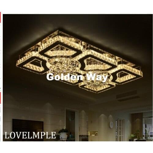 New Arrival Stainless Steel Modern Ceiling Lamps k9 Crystals LED Square Crystal Ceiling Lights for Dining Room AC 110V-260V