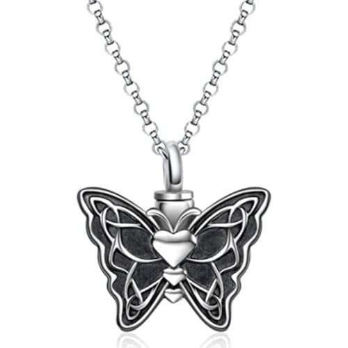 Butterfly Shape Urn Ashes Necklace Fillabled Ashes Cremation Pendant Chain Butterfly Urn Necklace Memorial Keepsake Jewelry