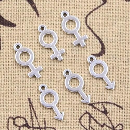 30pcs Charms Gender Male Female Symbol 17x8mm Antique Silver Color Pendants Making DIY Handmade Tibetan Finding Jewelry
