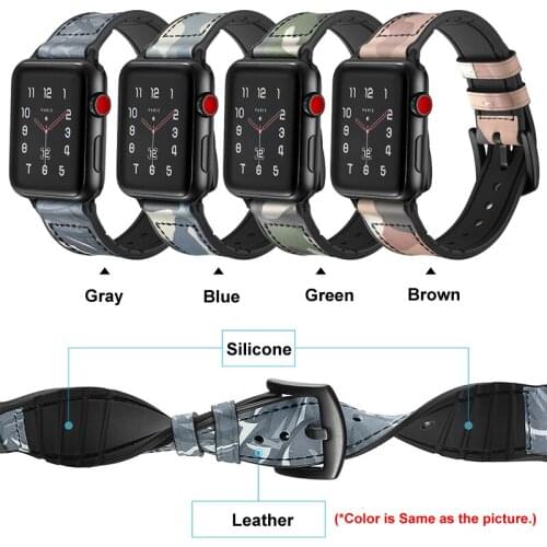 40-44mm For Apple Series 4 Wrist Bands Real Leather+Silicone Watch Strap For Apple Series Watch 1 2 3 Bracelet Watchband 38/42mm
