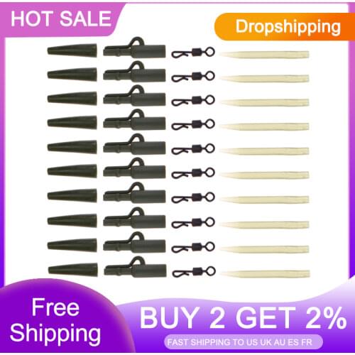 40pcs/set Fishing Tackle Carp Lead Clips Long Body Q-Shaped Quick Change Swivels Anti Sleeve Carp Fishing Tool Set pesca