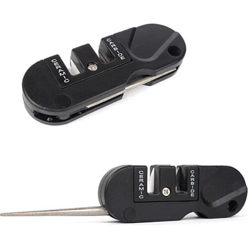 Fish Hook EDC Tool Outdoor Survival Knife Sharpener Three Stages Knife Sharpening Tools Ceramic Carbide Diamond Portable