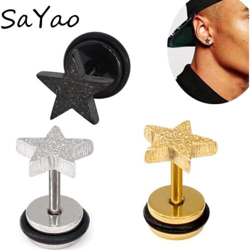 SaYao 2 Pieces Stainless Steel Stud Earring Polished Star Earrings Tragus Ear Piercing Cute Love Stars Earrings Women Gift