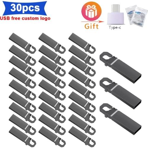 Tainless Steel 30pcs logo free USB 2.0 128gb drive metal waterpoof usb flash drive 16gb 32gb 64gb pendrive usb stick Flash Drive