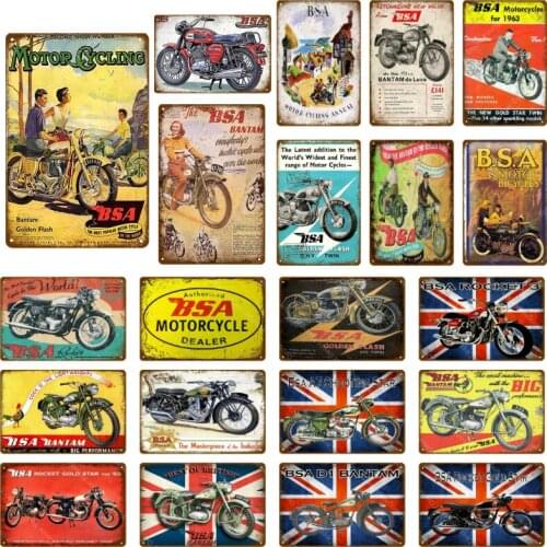 Britain Classic Motorbike Metal Signs Gold Star Motorcycle Poster For Pub Bar Club Home Decor Vintage Wall Art Gift Iron Plaque