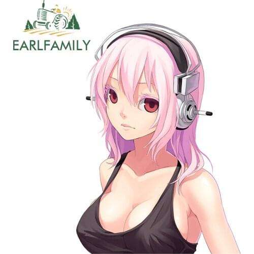 EARLFAMILY 13cm x 9.4cm For Super Sonico Car Repair Sticker Vinyl Car Wrap Decal Waterproof Personality Sunscreen Decoration