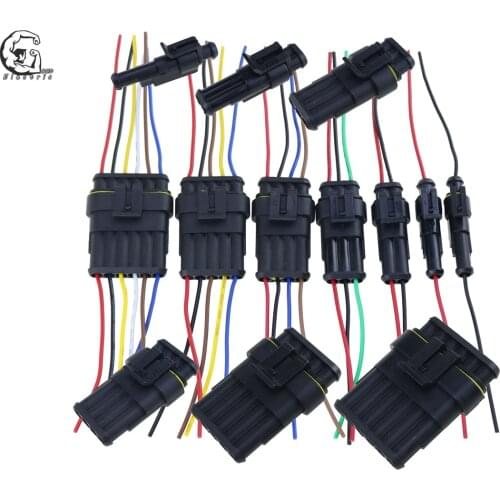 1 Set 1 Pin/2 Pin/3 Pin/4 Pin/5 Pin/6 Pin Female Male Way AMP Super Seal Waterproof Electrical Wire Connector Plug For Car