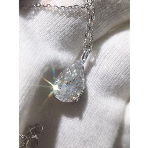 VVS D color ladies 18K gold 750 drop shape moissanite 2 carats simple necklace classic necklace