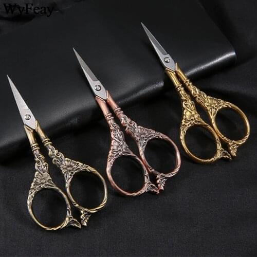 Zakka European Vintage Sewing Scissors Embroidery Retro Dressmaker Shears Scissors for Fabric Tool DIY Needlework Tailor Shears