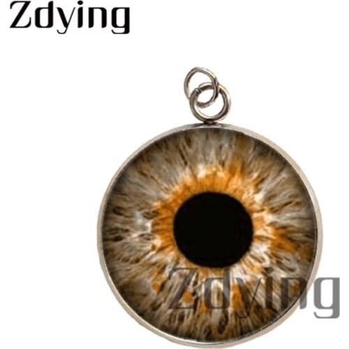 Zdying Fashion Round Dragon Eyes Stainless Steel Pendants Glass Cabochon Picture Dome Charm Jewelry Accessories Gift U056