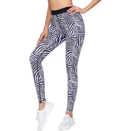 Women Yoga Leggings Zebra Printed High Waist Nude Brushed Quick Dry Yoga Exercise Athletics Jeggings
