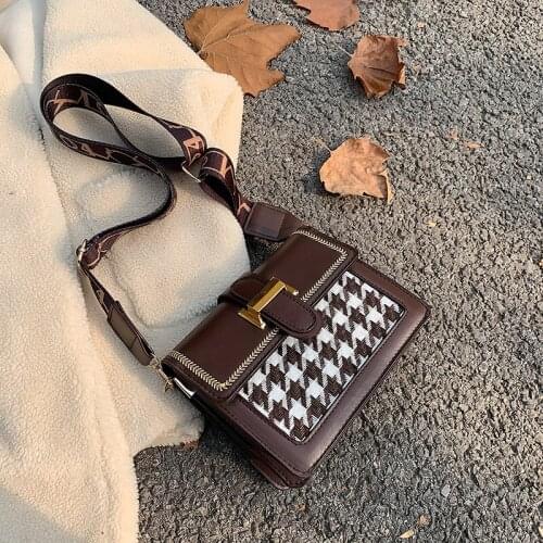 2021 New Retro Woolen Square Bag & Elegant Shoulder Bag Messenger Pu Bag Fashion All-match