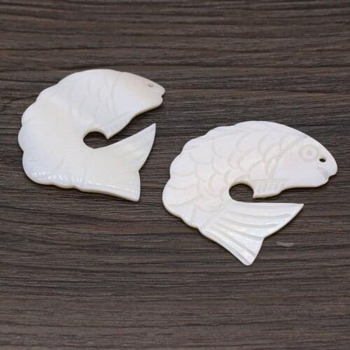 5Pcs Natural Freshwater White Shell Pendant Fish-Shaped Loose Beads For Jewelry Making DIY Necklace Earrings Accessory