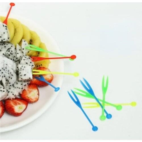 50 pcs/set Portable healthy Kitchen Gadgets Fruit Snack Toothpick Colorful Transparent Disposable Food Picks Salad Desert Forks