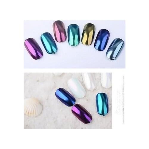 500pcs Seashell Chameleon Mirror Nail Powder Glitters Aurora Pearlescen Shell Nail Chrome Pigment Dust Decoration woman