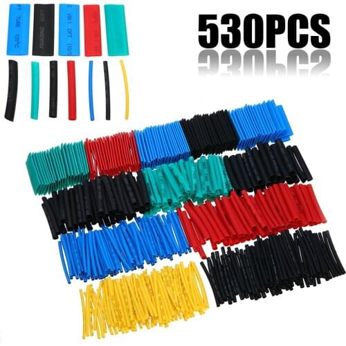 530pcs Heat Shrink Tube Kit Polyolefin Shrinking Assorted Wire Cable Insulated Sleeving Tubing Set 8 Size 2:1 Heat Shrink Tubes