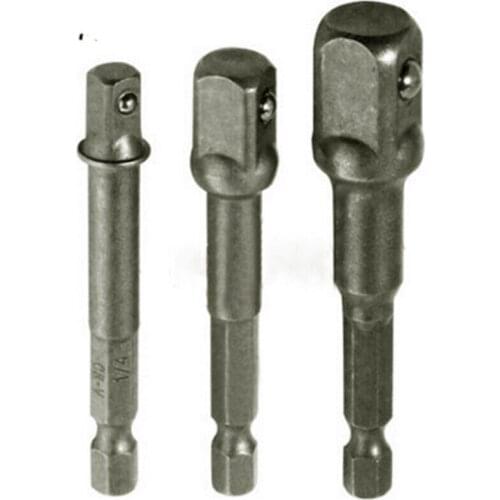 8Pcs/Set Gray Tool Steel Socket Adapter Set Hex Shank To 1/4" 3/8" 1/2" Impact Driver Drill Bit Bar